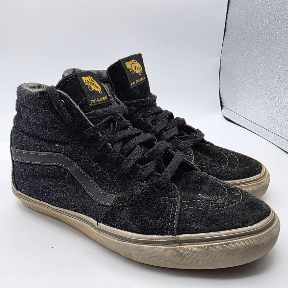 Vans Pro Classics Mens Size 8 Black Professional Skateboard Shoes High Top Suede